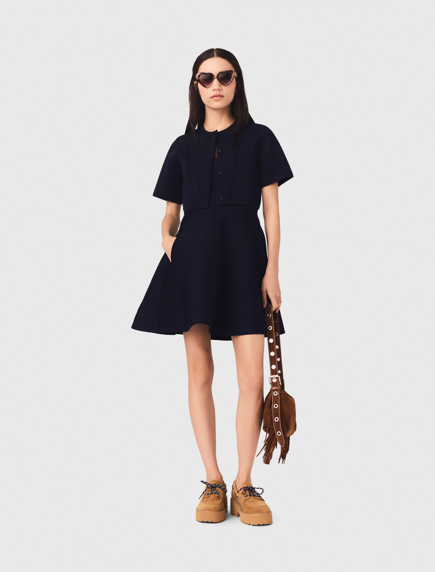 Cropped Cardigan - Navy - Size 10 - Maje