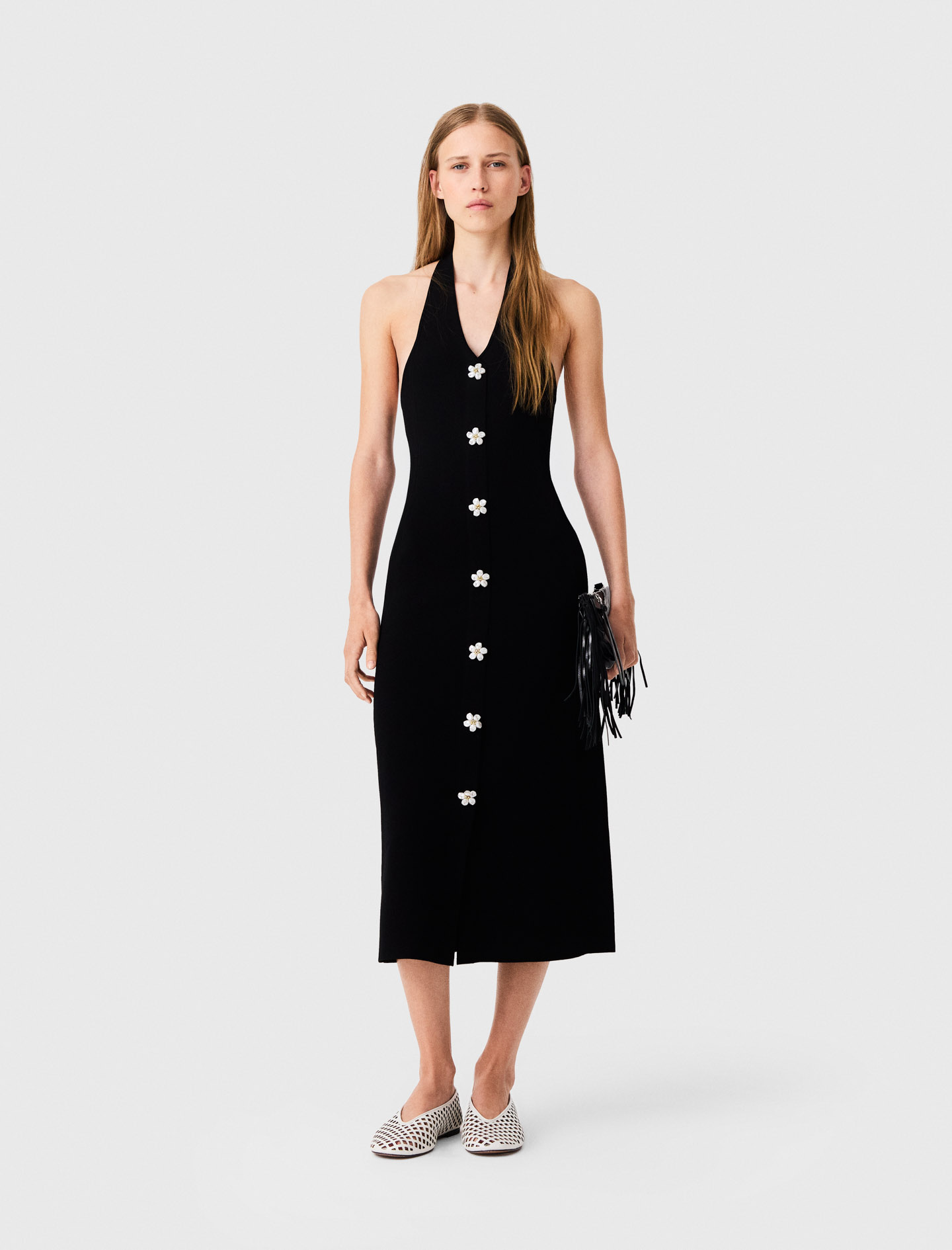 Dress With Floral Jewel Details - Black - Size 8 - Maje