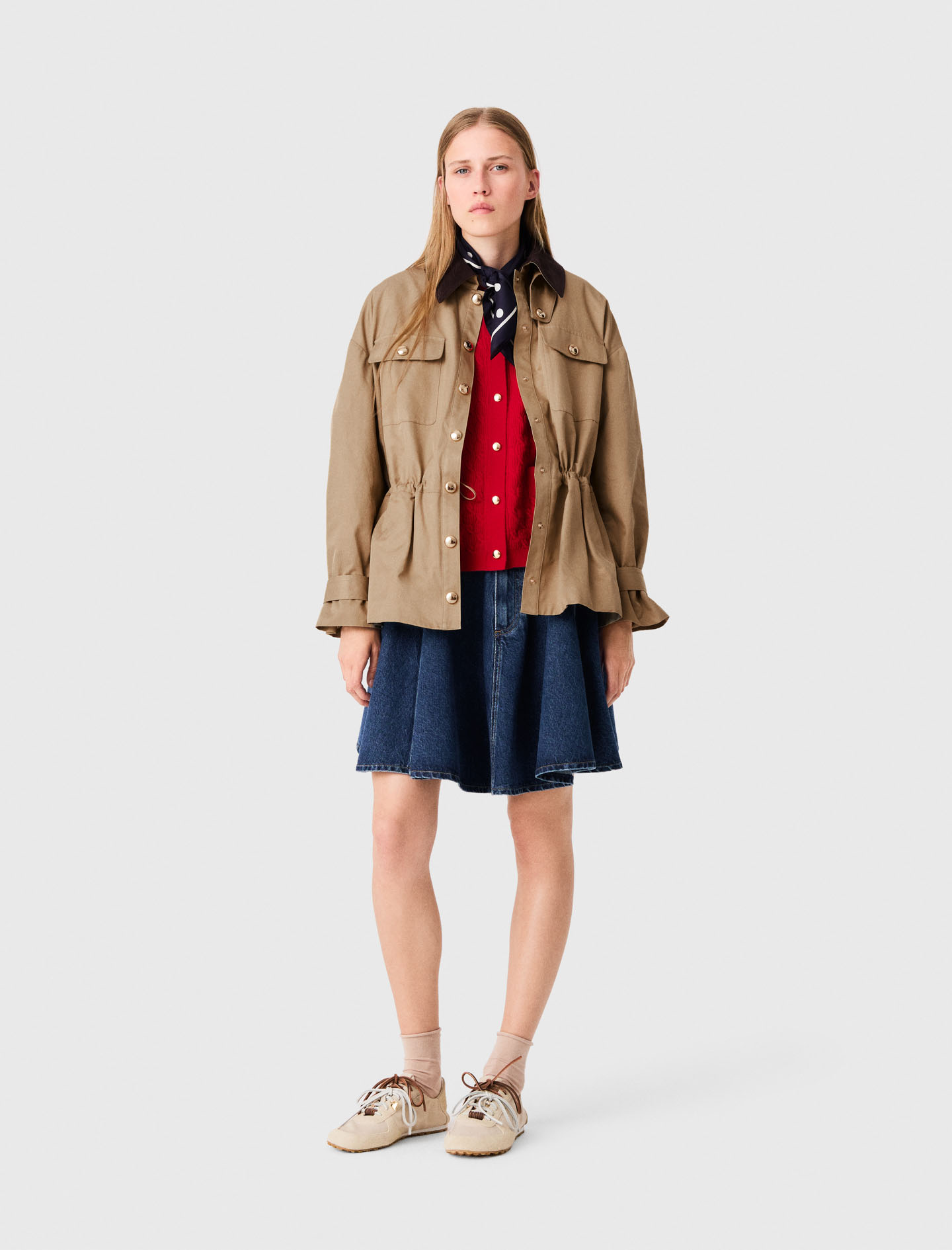 Coat With Removable Lining - Beige - Size 12 - Maje