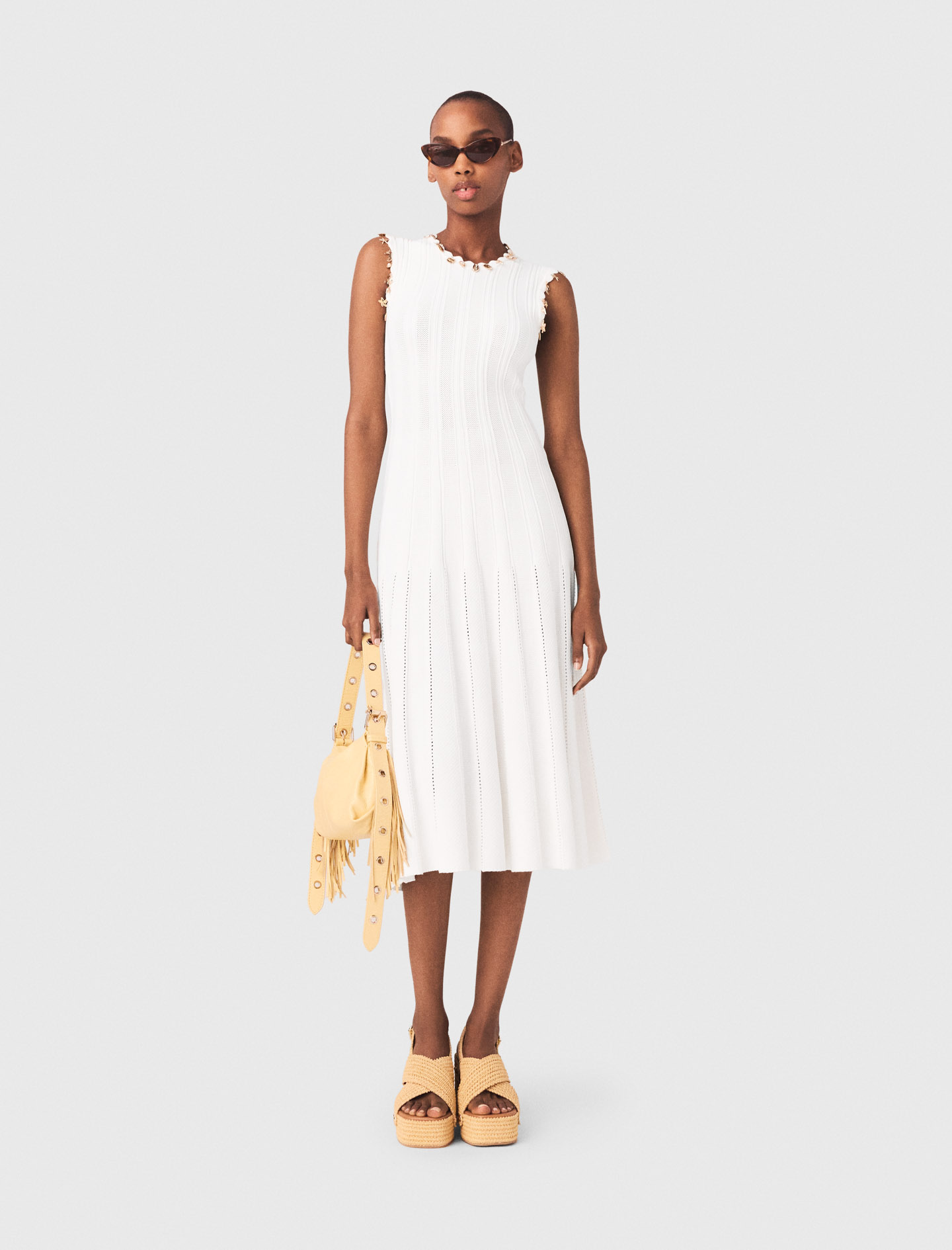 Knit Dress With Gold Jewellery - Size 10 - Maje