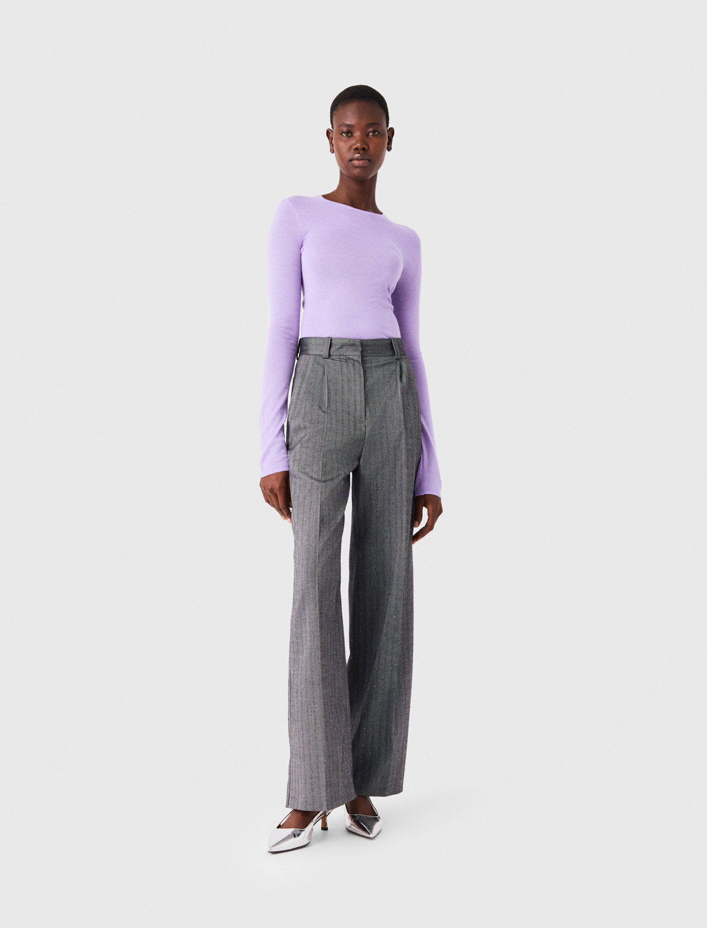 Second-skin Round Neck Jumper - Purple - Size 12 - Maje