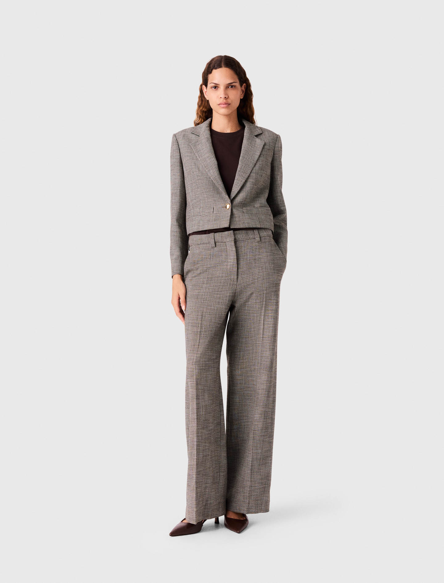 Checked Suit Trousers - Brown - Size 14 - Maje