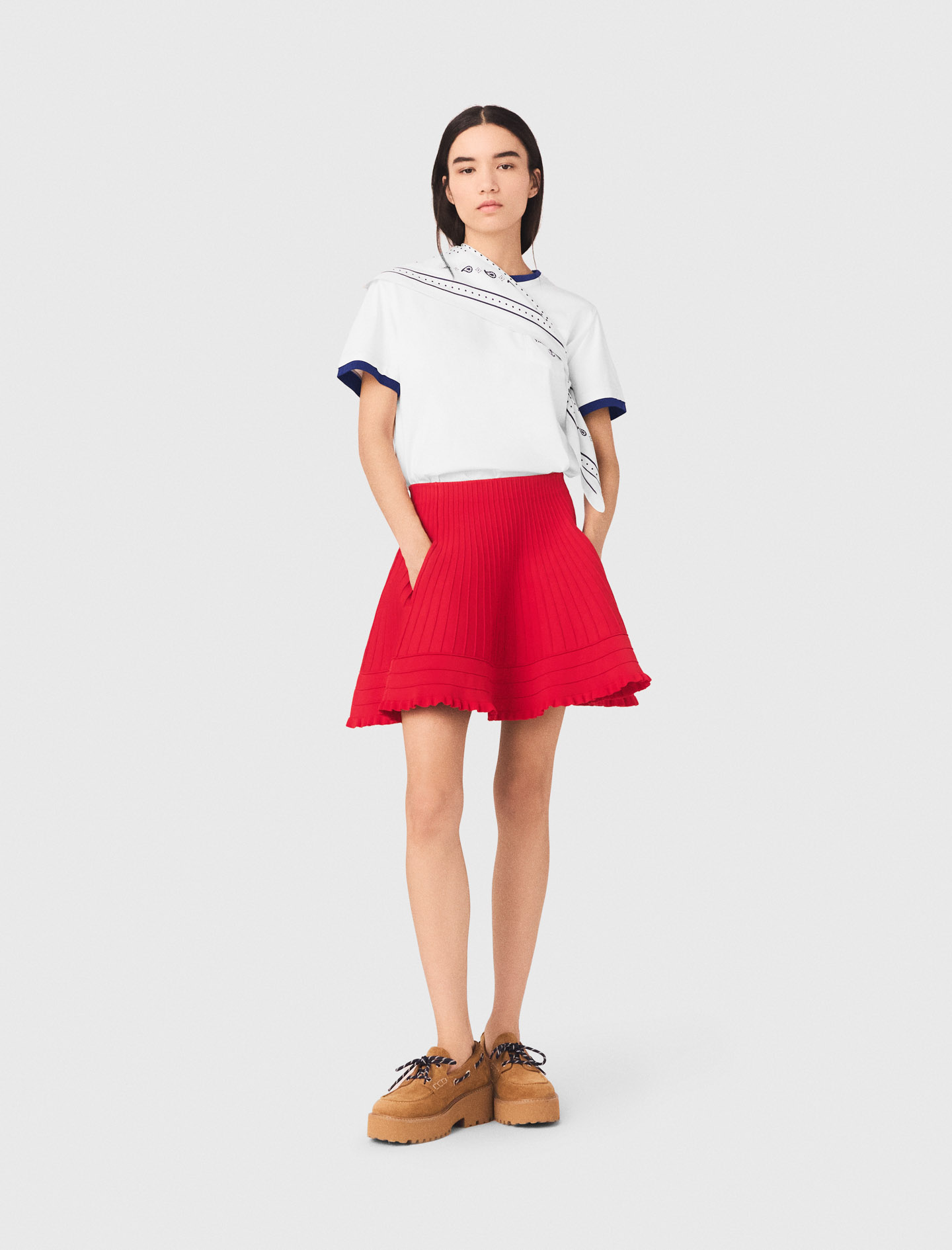 Compact Knit Short Skirt - Red - Size 6 - Maje