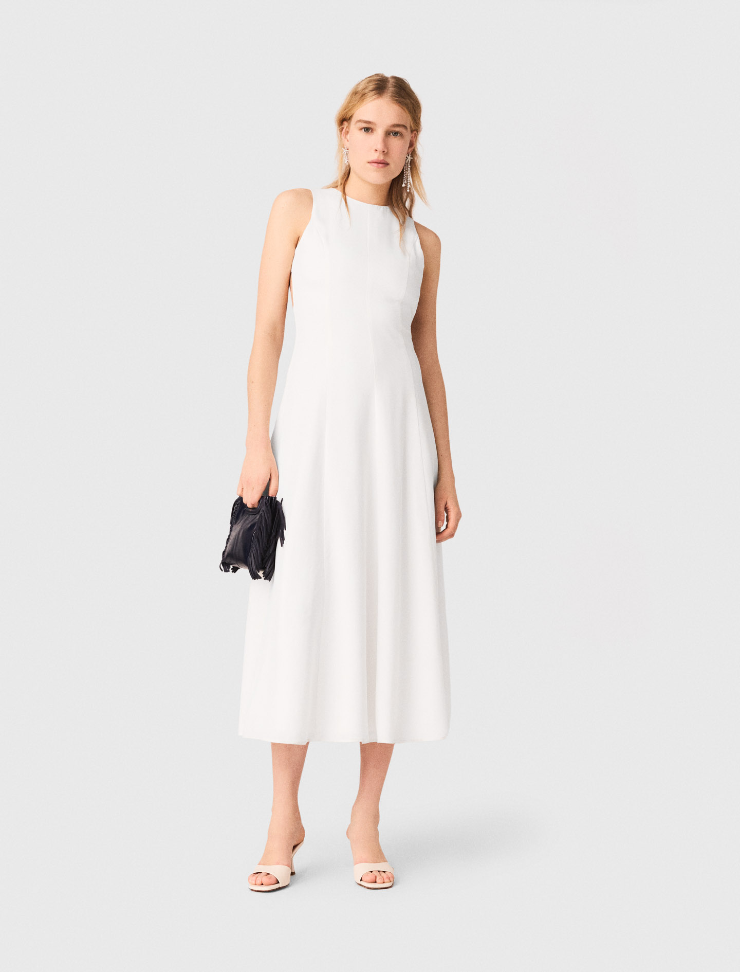 Backless Midi Dress - White - Size 10 - Maje