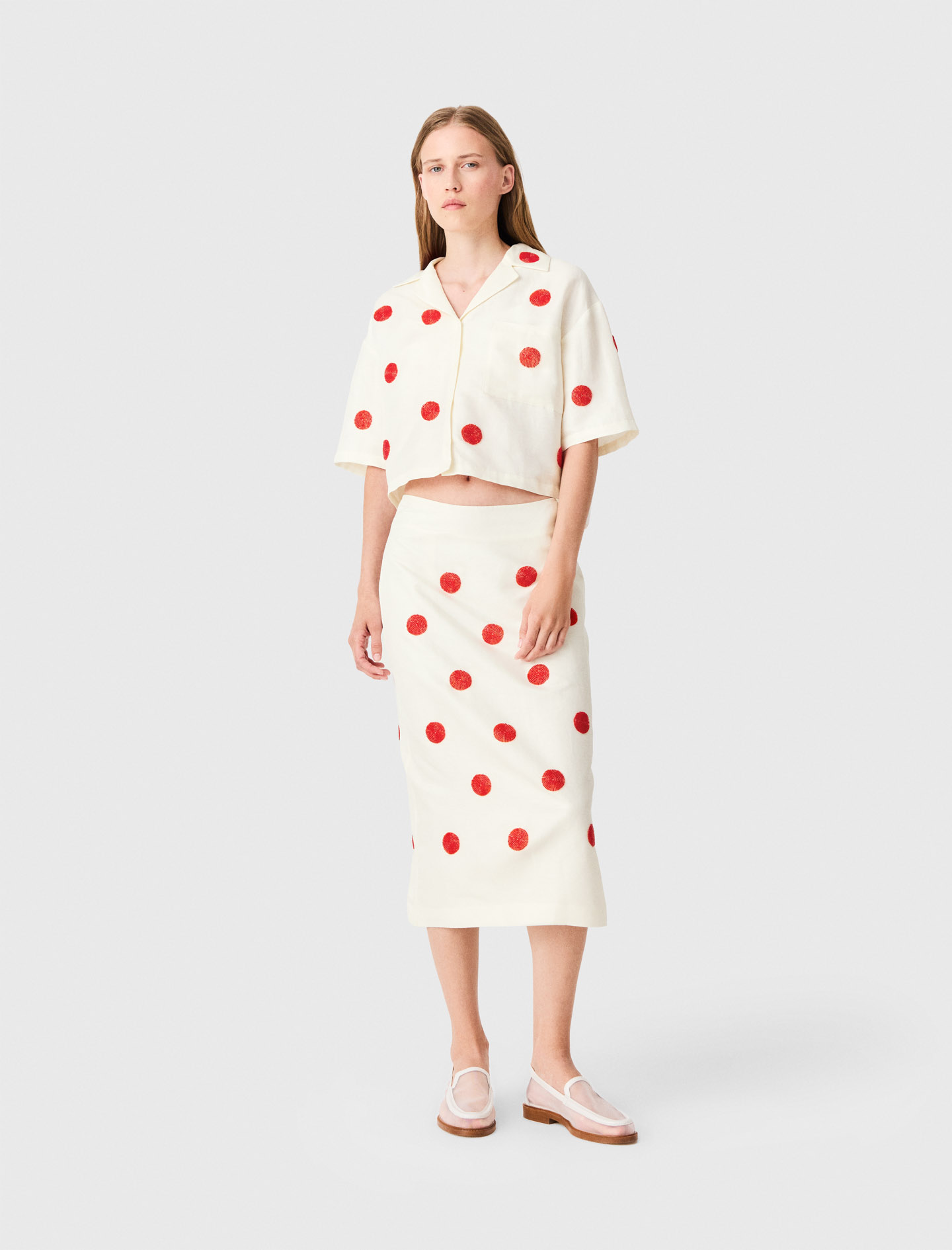 Embroidered Linen And Silk Shirt - White - Size 8 - Maje