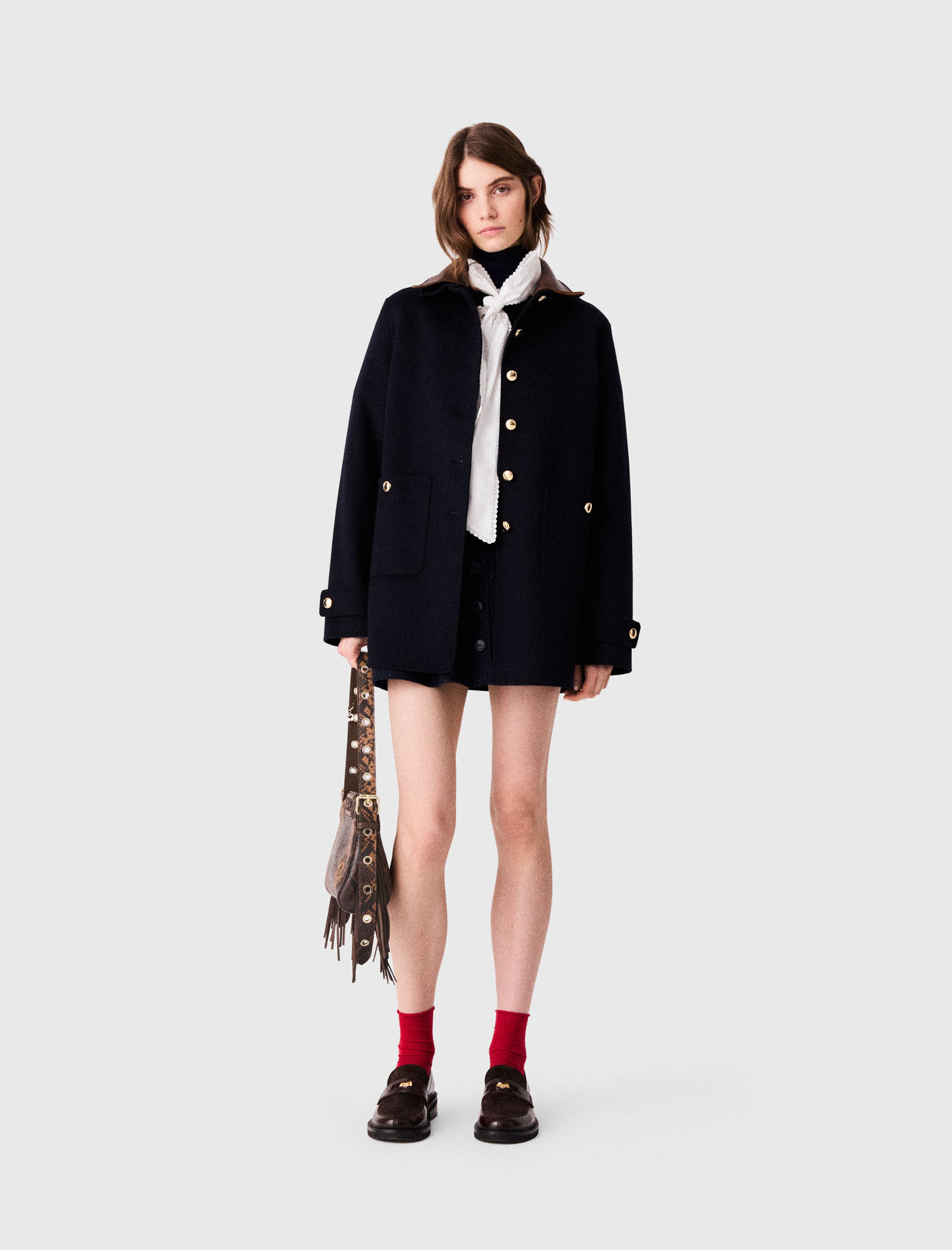 Double-faced Mid-length Coat - Navy - Size 12 - Maje