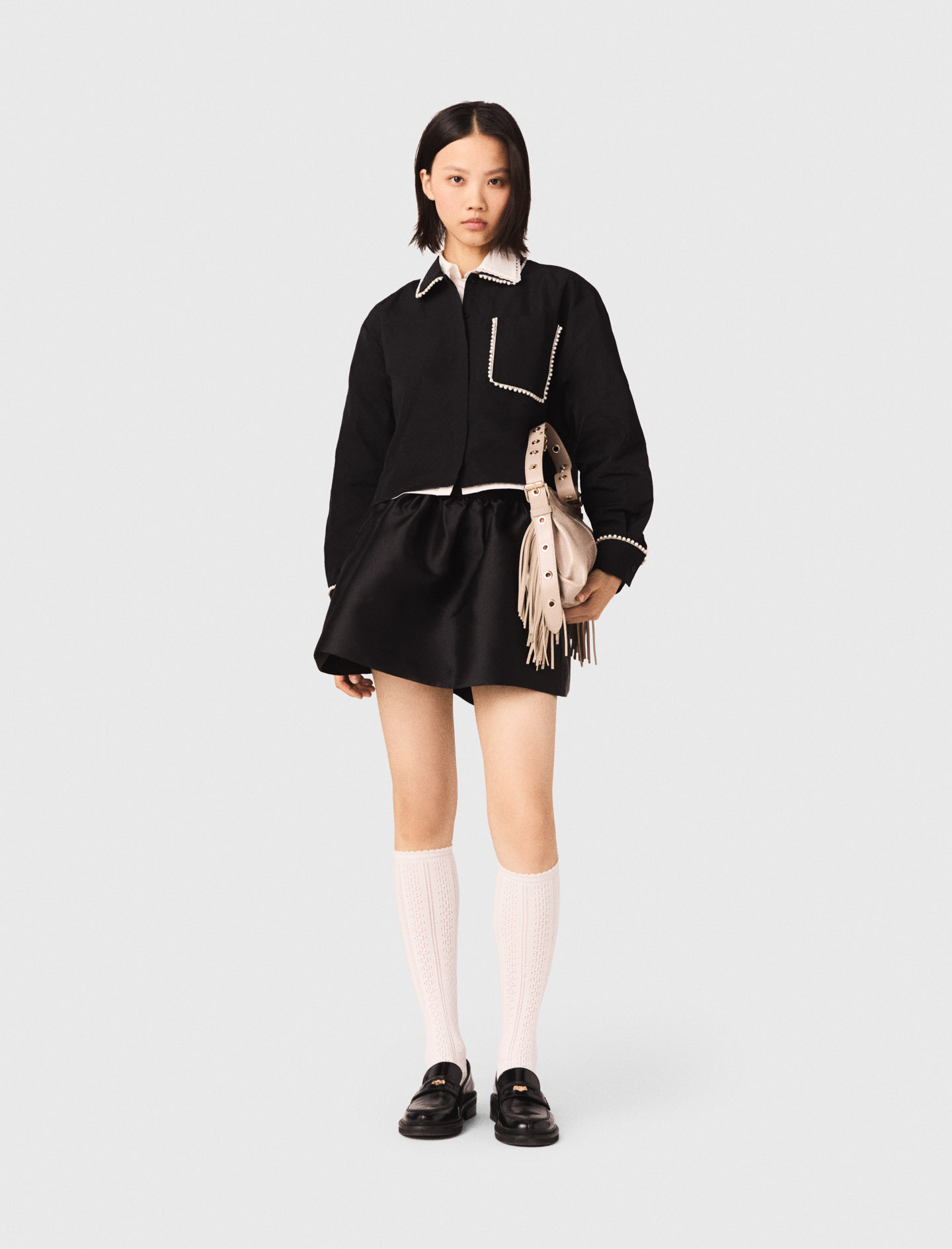 Taffeta Shirt - Black - Size 6 - Maje