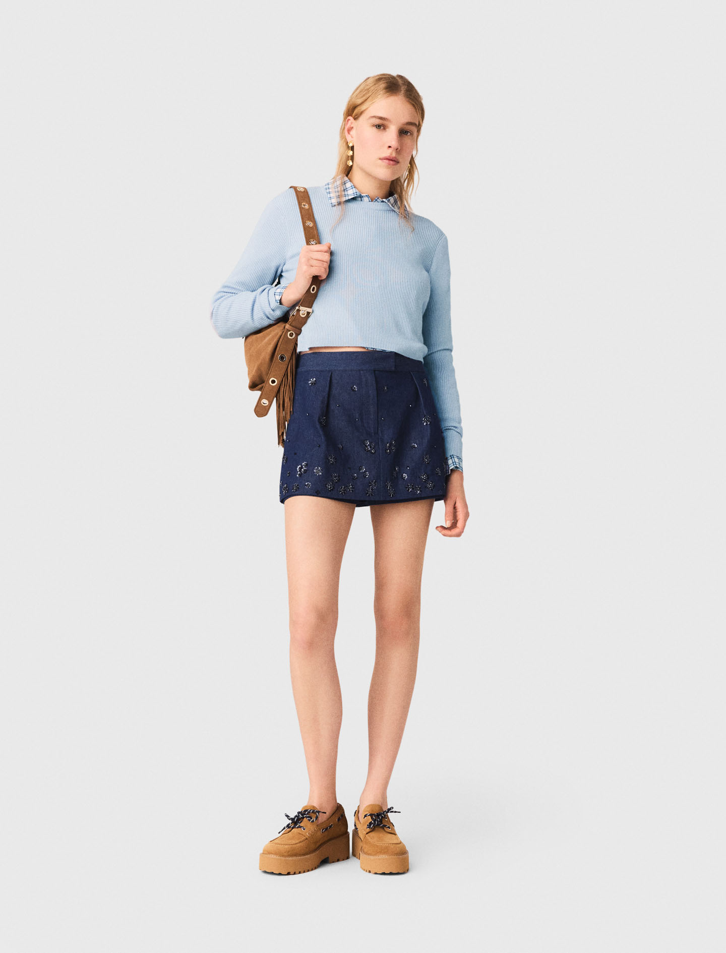 Jewel-button Back Jumper - Blue - Size 10 - Maje