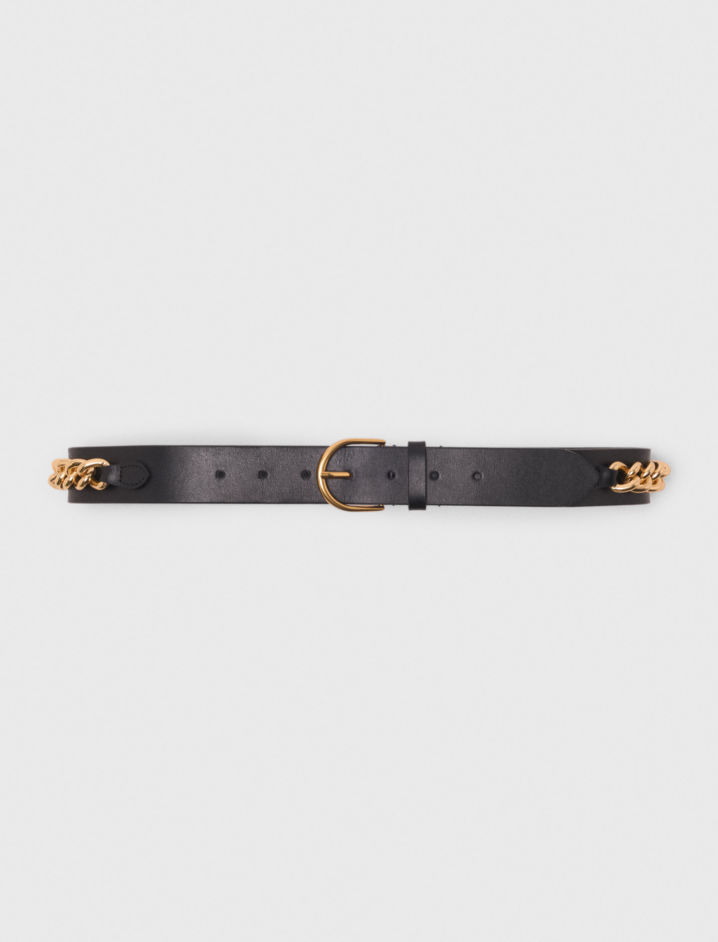 Leather belt with chain details Black / Gray for Women | Maje