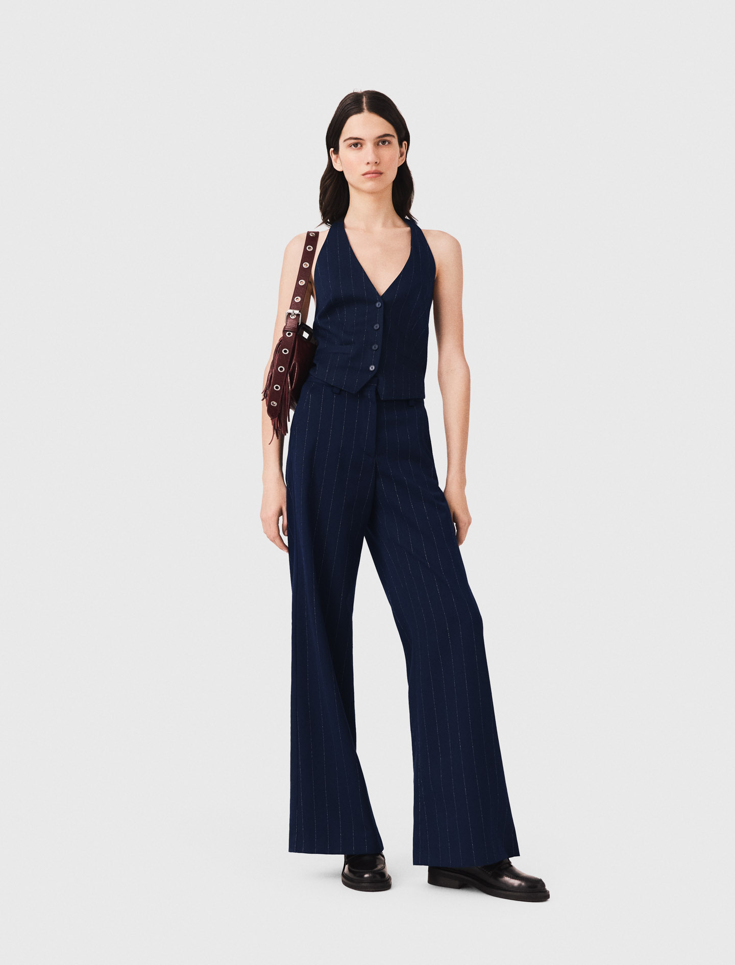Tailored Backless Top - Navy - Size 10 - Maje
