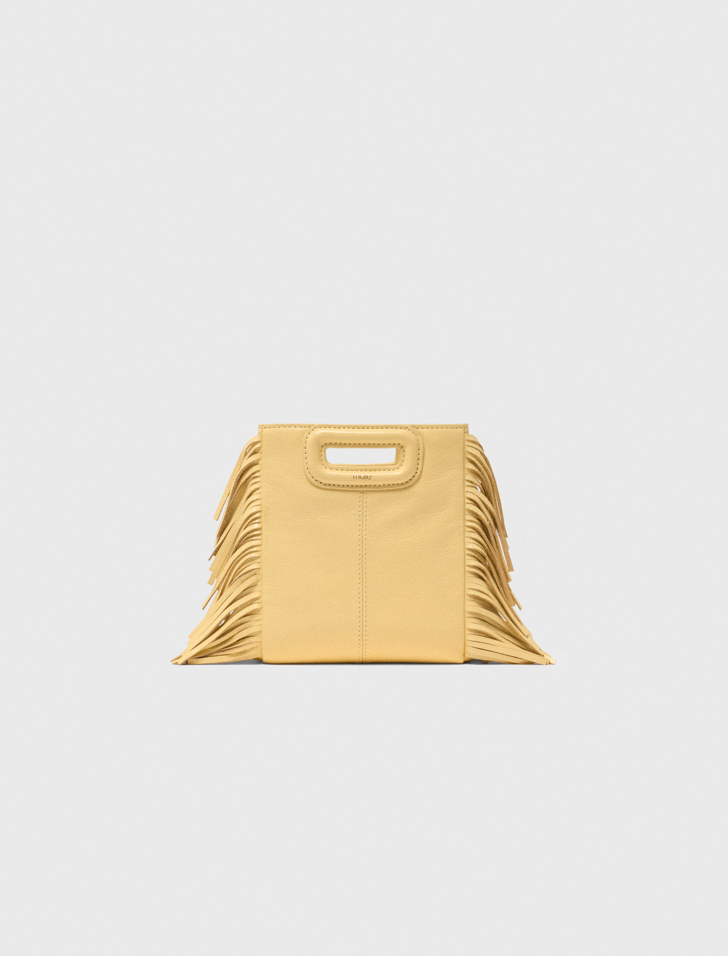 Matte Crackled Leather M Mini Bag - Yellow - Maje