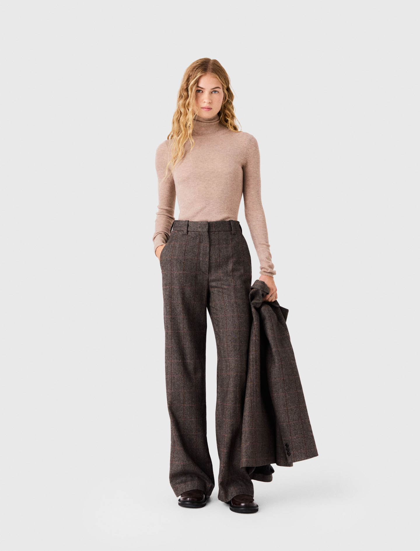Checked Suit Trousers - Brown - Size 8 - Maje