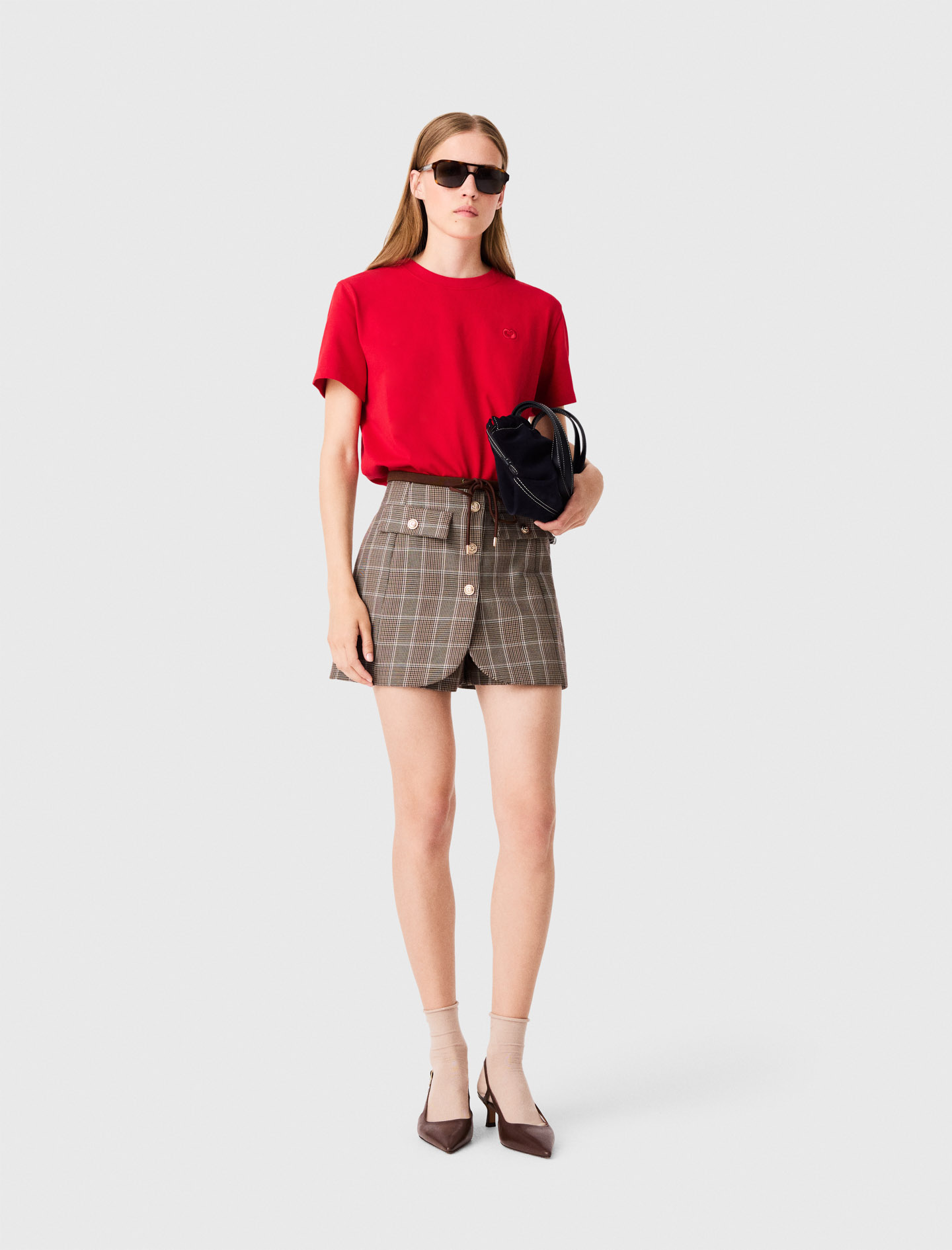T-Shirt With Embroidered Logo - Red - Size 8 - Maje