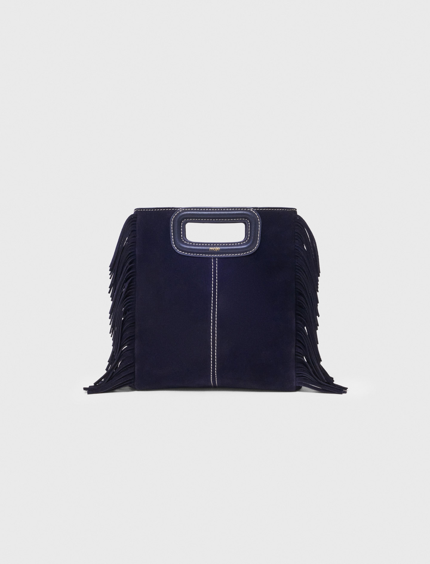 Topstitched Suede M Bag - Marine Blue - Maje