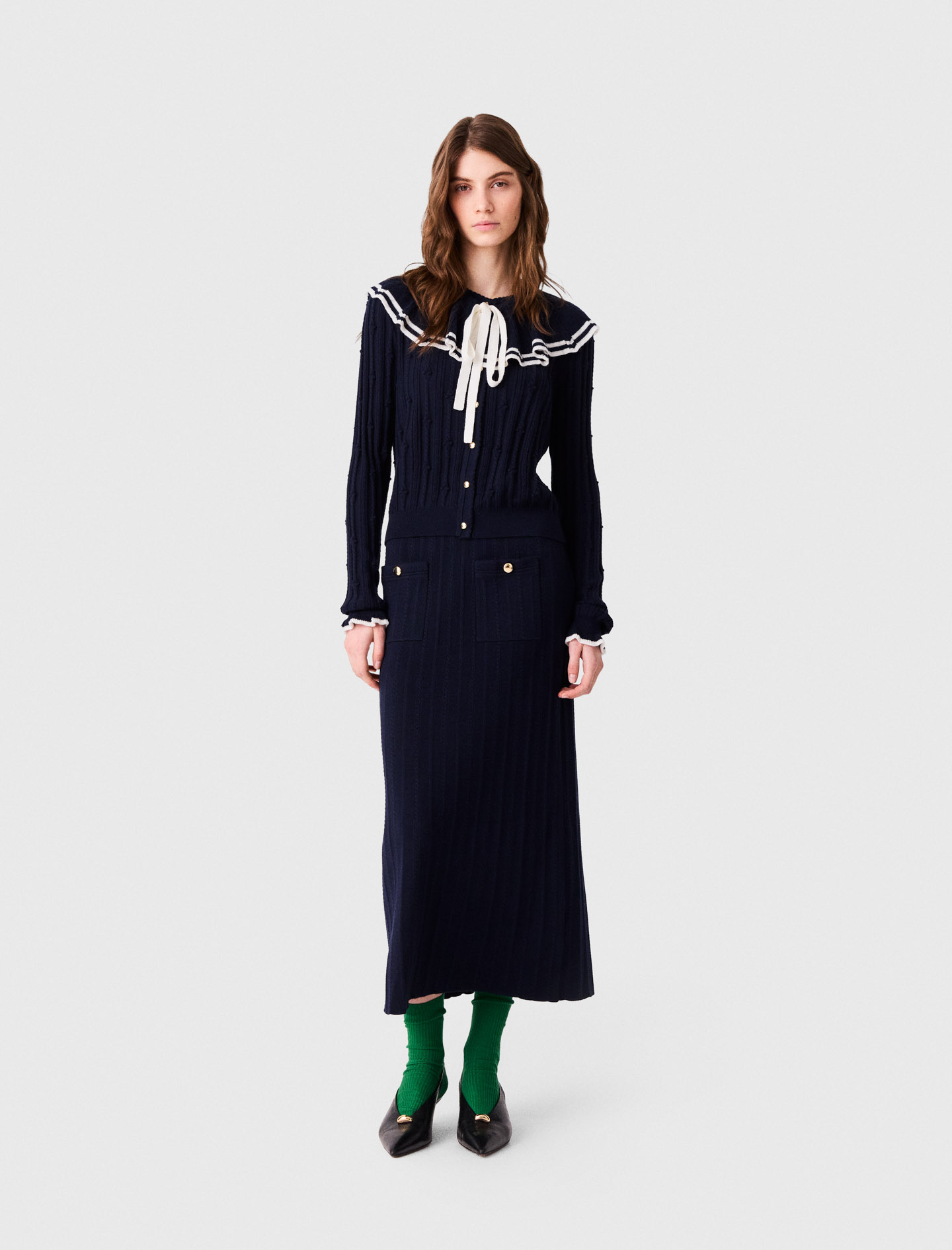 Layered Cape Cardigan - Navy - Size 8 - Maje