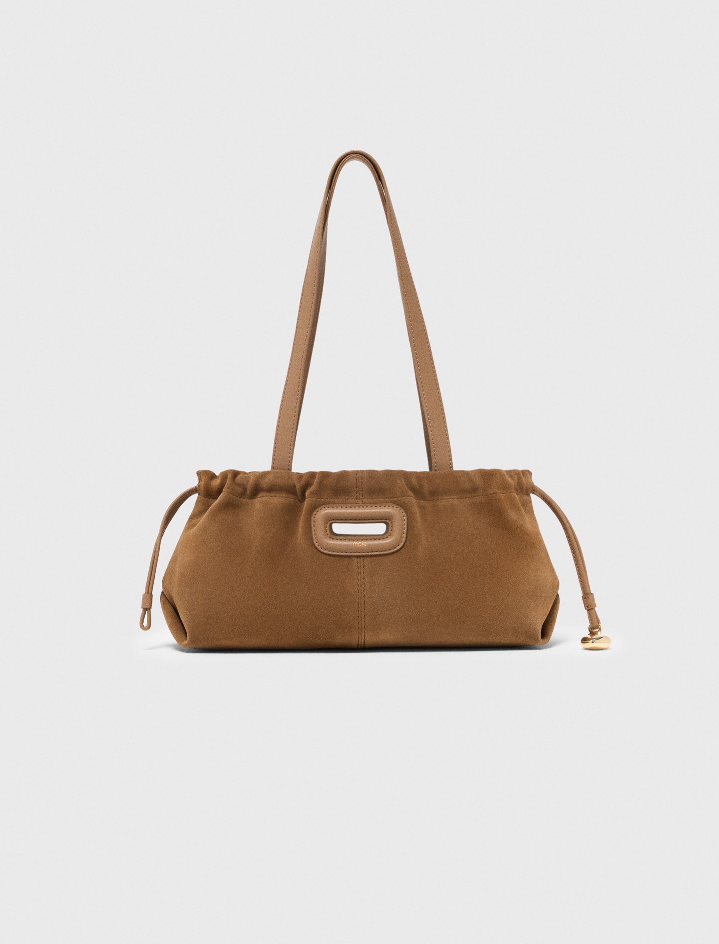 Suede Milpli Gazette Bag - Camel - Maje