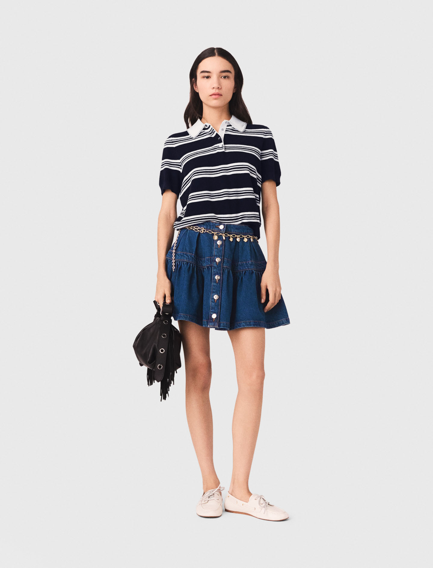 Short Denim Skirt - Blue - Size 14 - Maje
