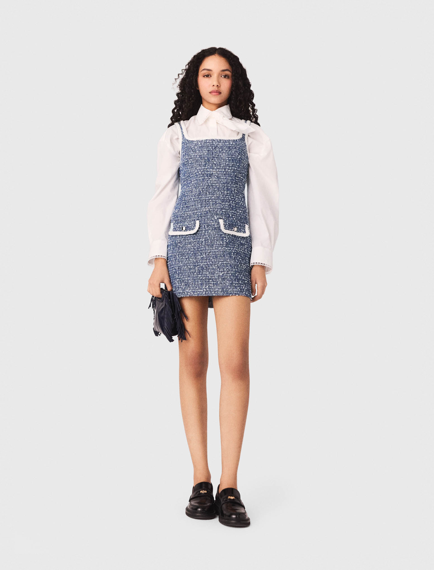 Short tweed dress Blue for Women | Maje