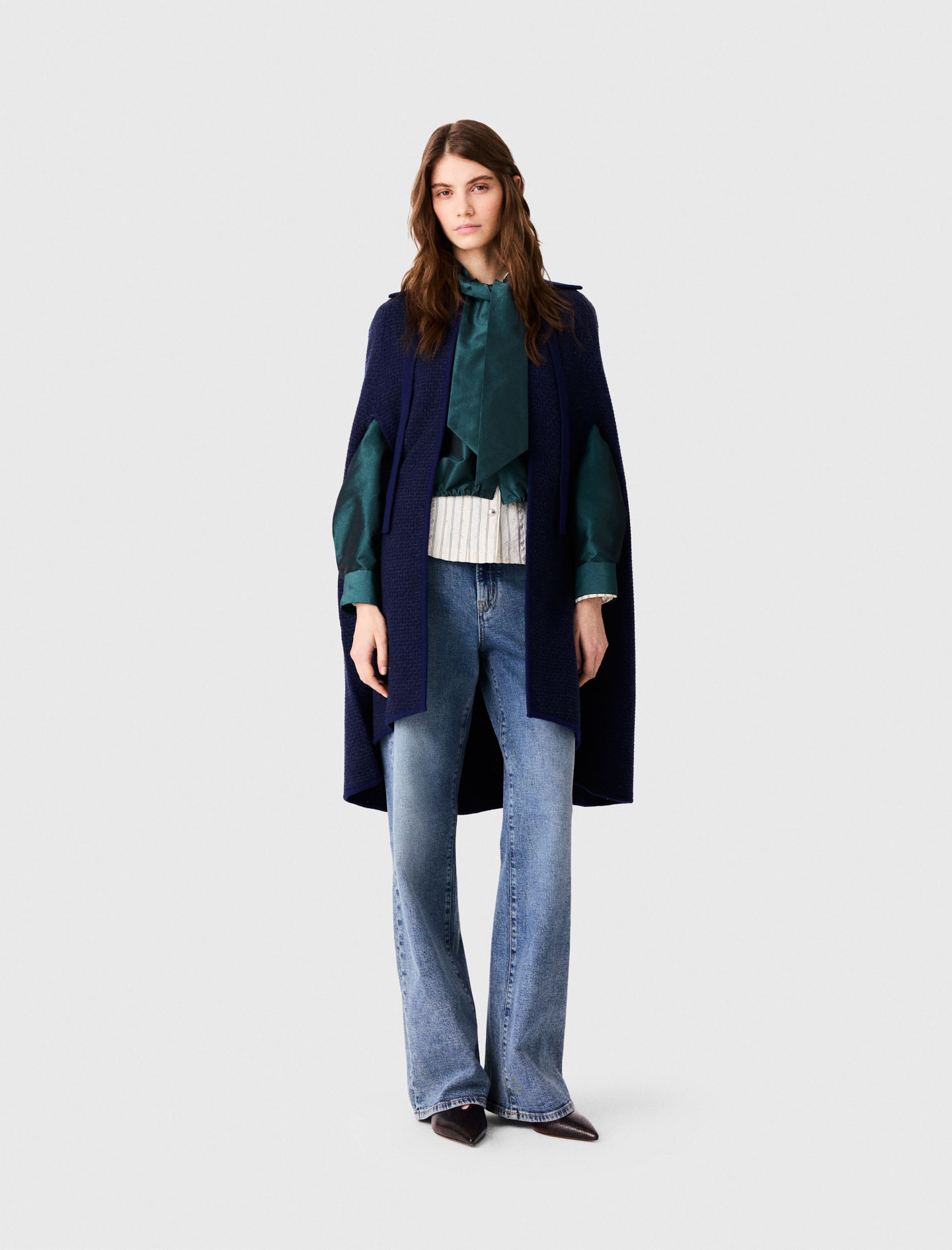 Longline Cape Cardigan - Navy - Size 8 - Maje