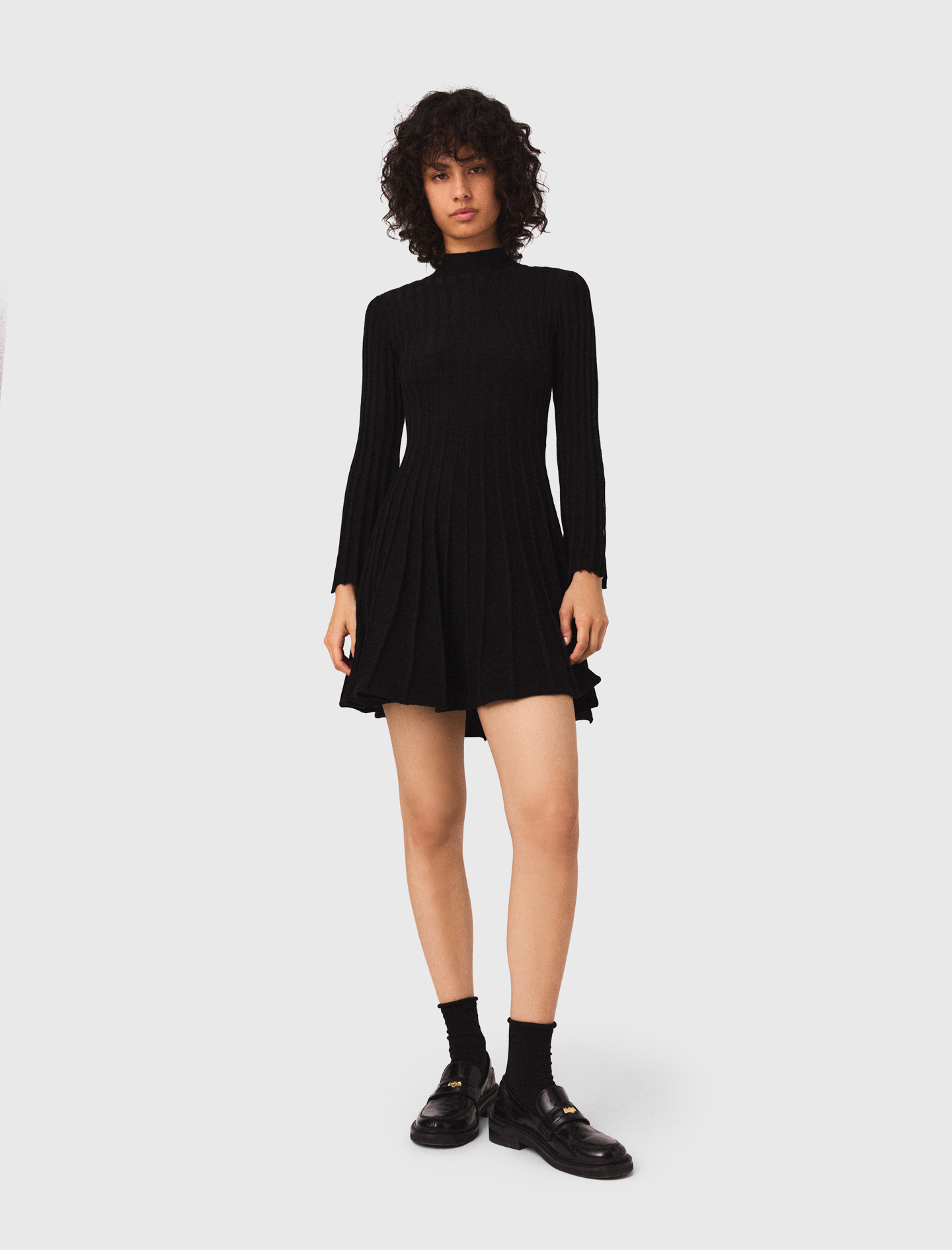 High-neck short skater dress Black for Women | Maje
