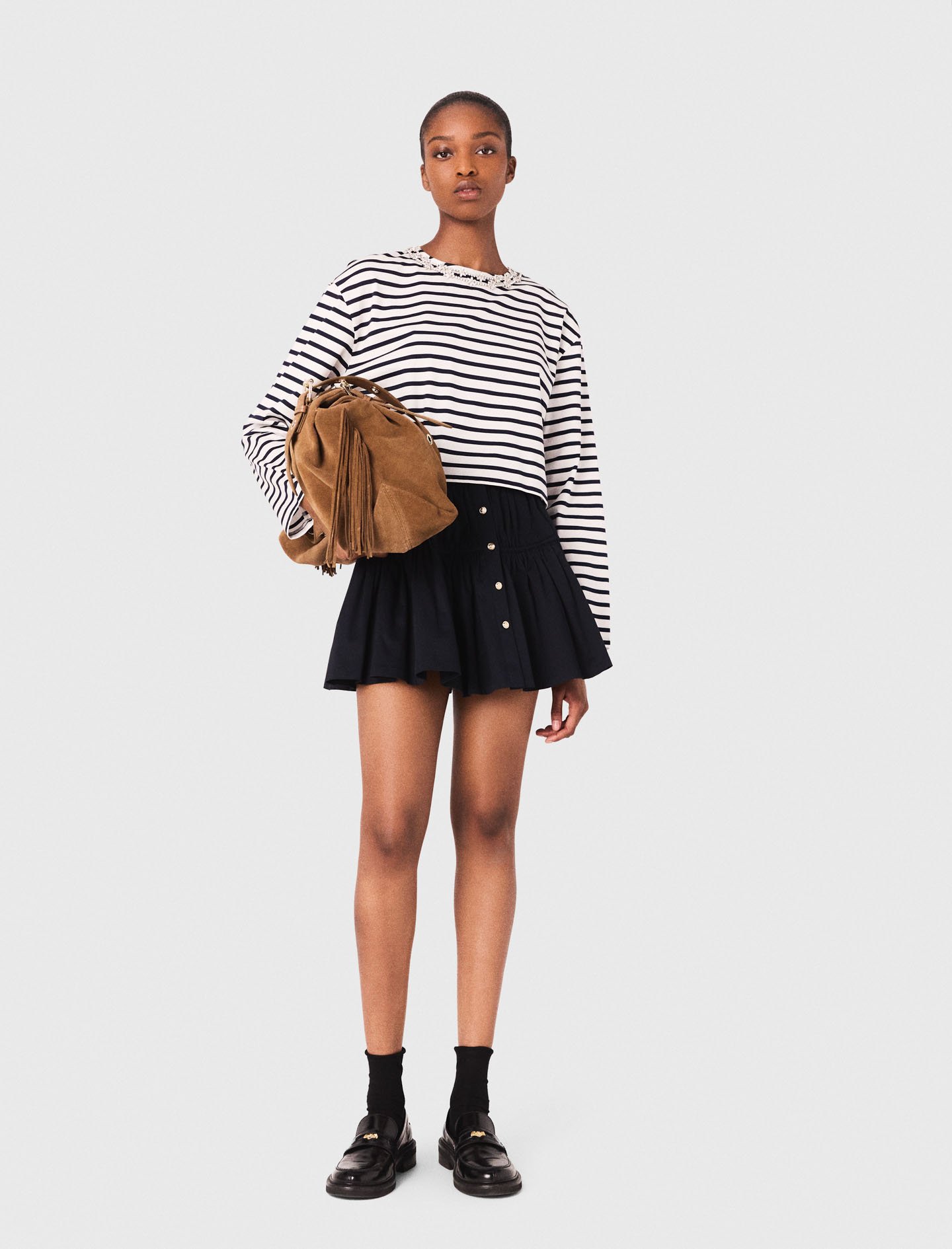 Maje Striped Long-sleeved T-shirt In Multi