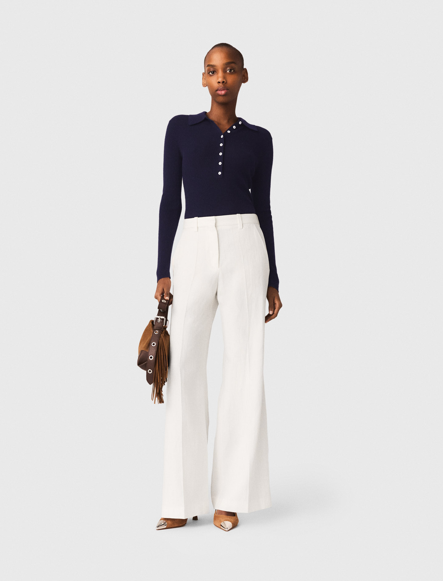 Suit Trousers - White - Size 6 - Maje