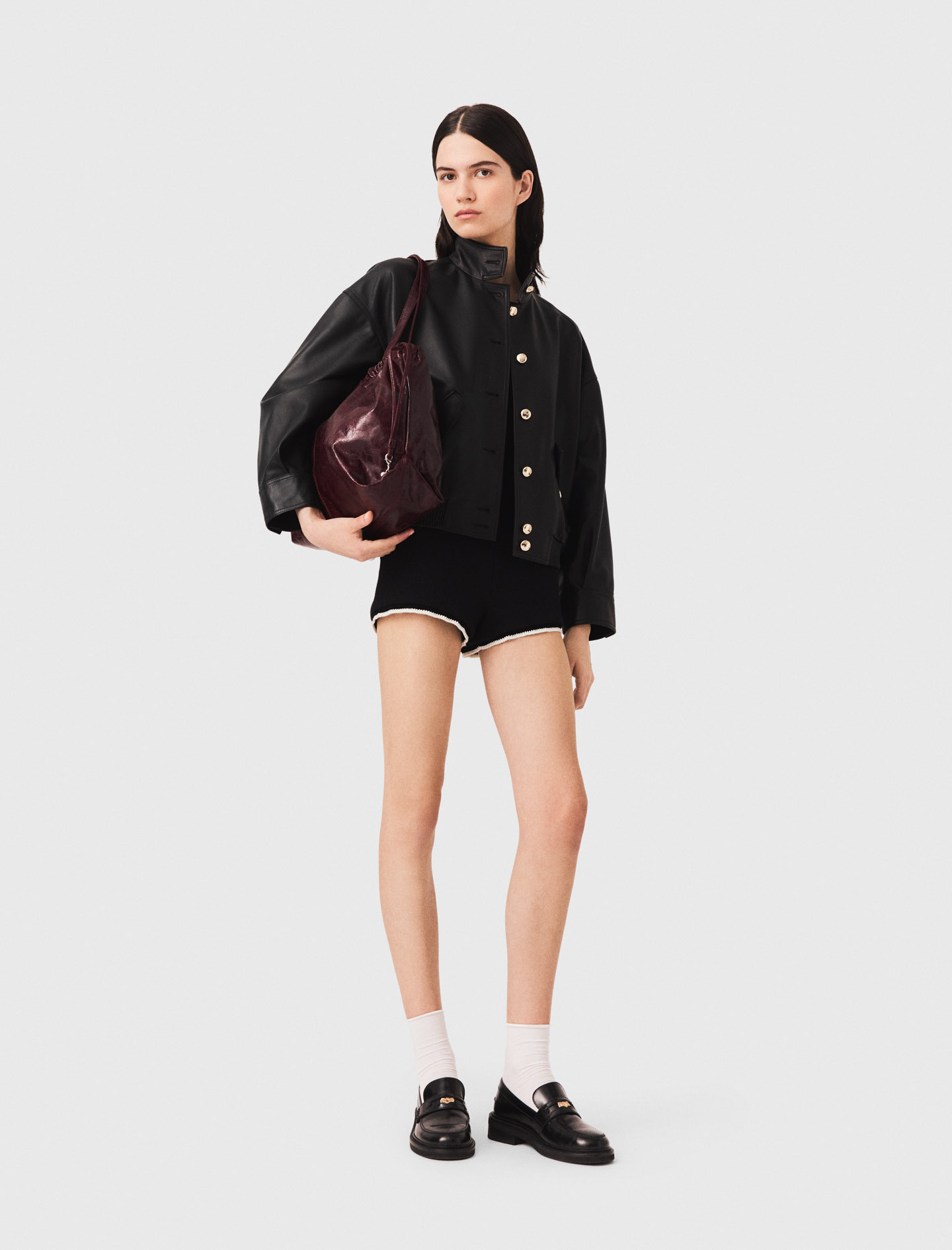 Leather Jacket - Black - Size 12 - Maje