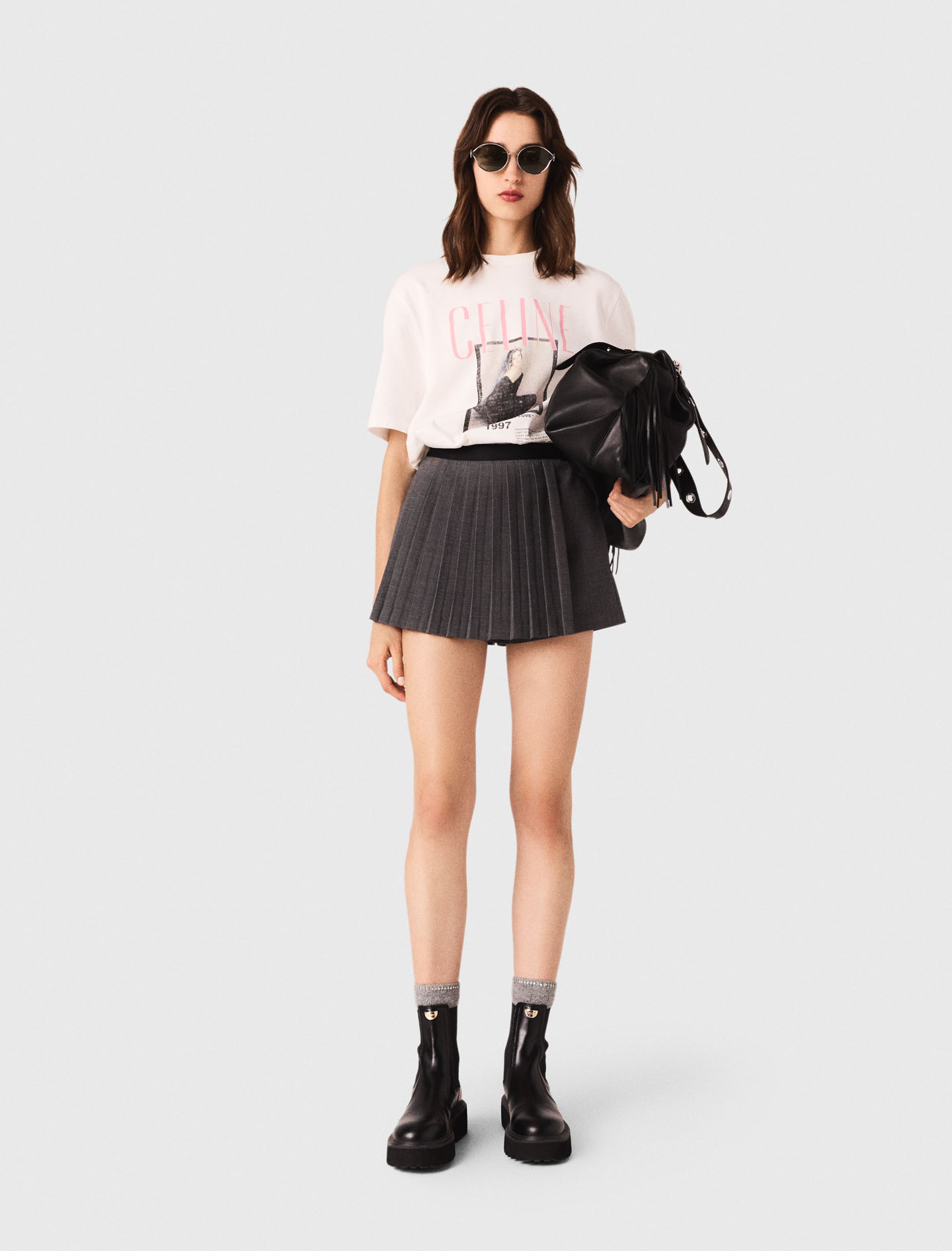 Maje Pleated Skort In Gray