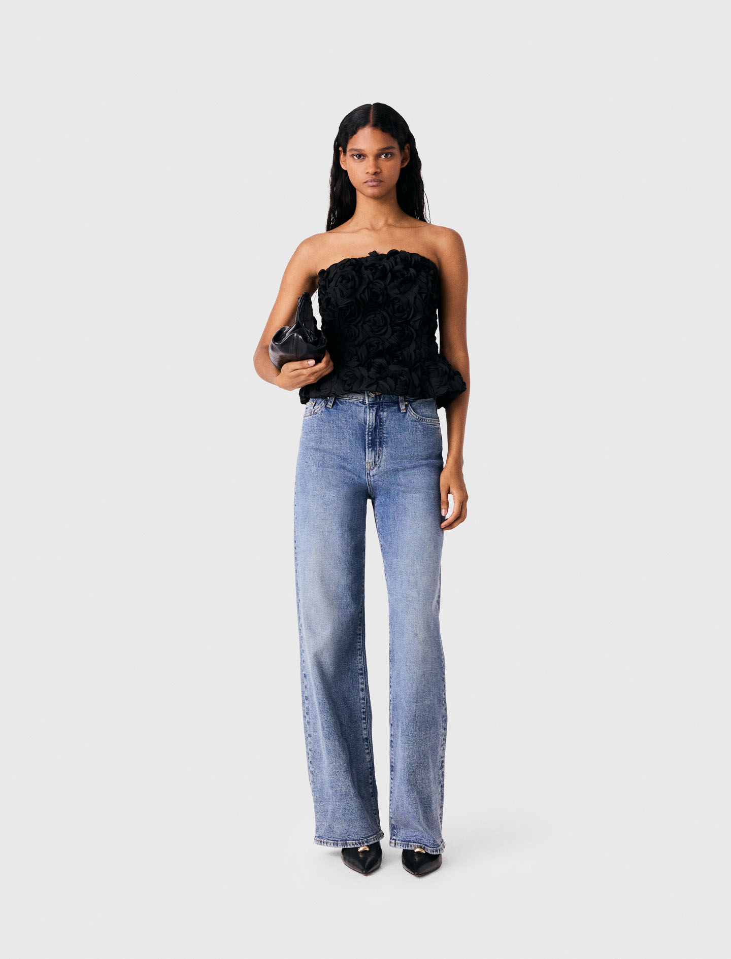 Flower-embellished Top - Black - Size 6 - Maje