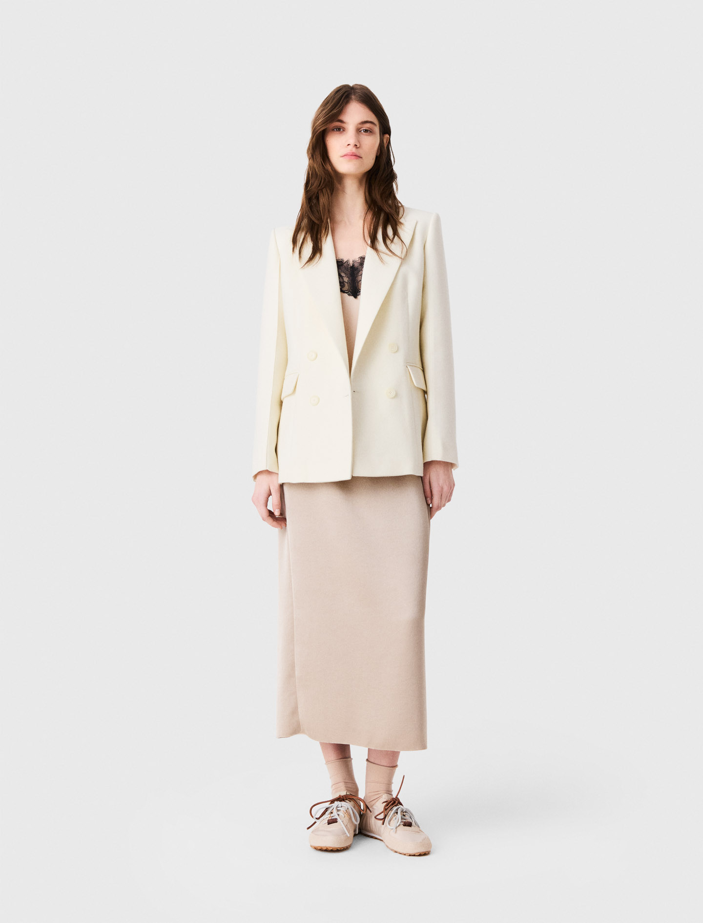 Double-breasted Suit Jacket - Off White - Size 14 - Maje