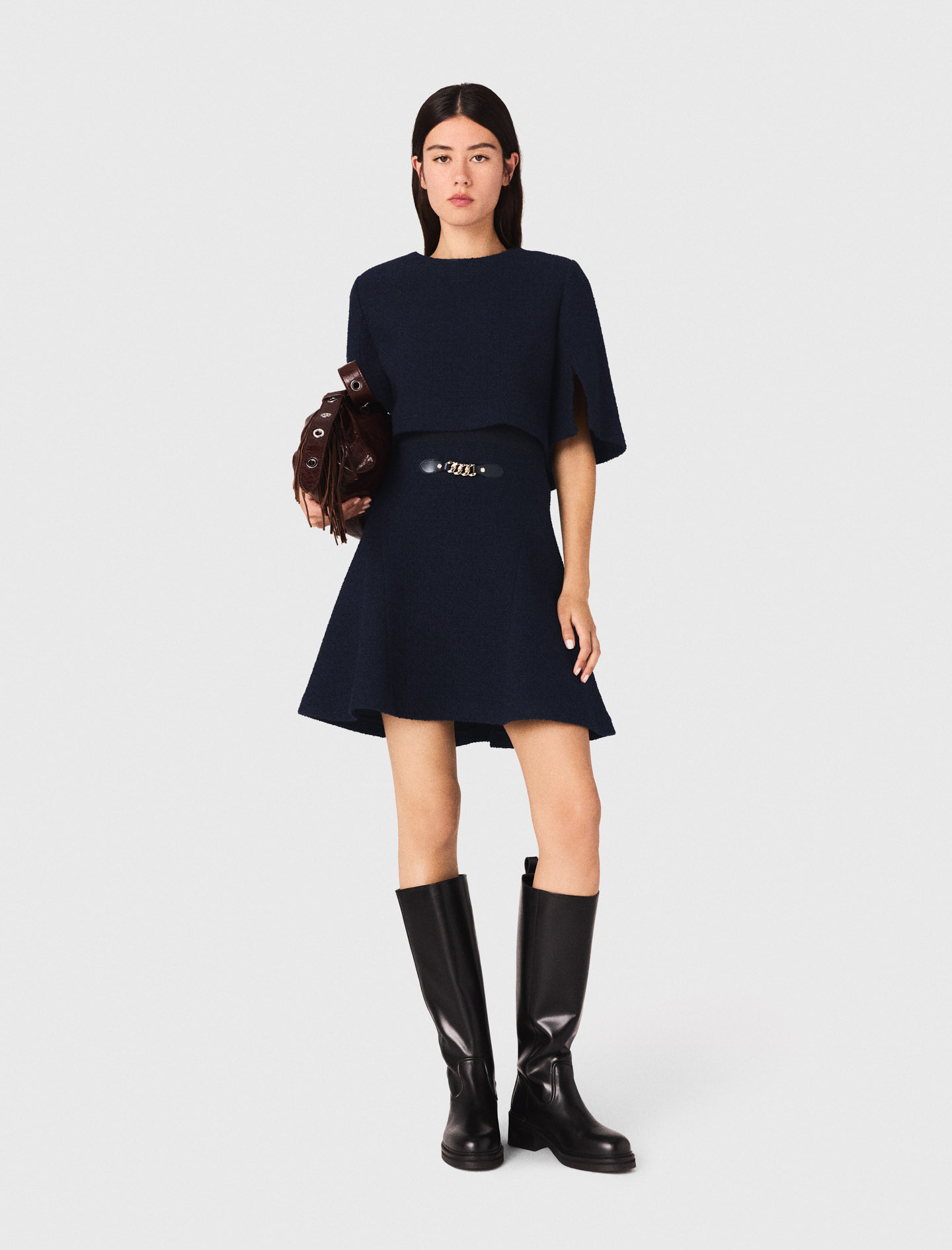 2-in-1 tweed dress Blue for Women | Maje