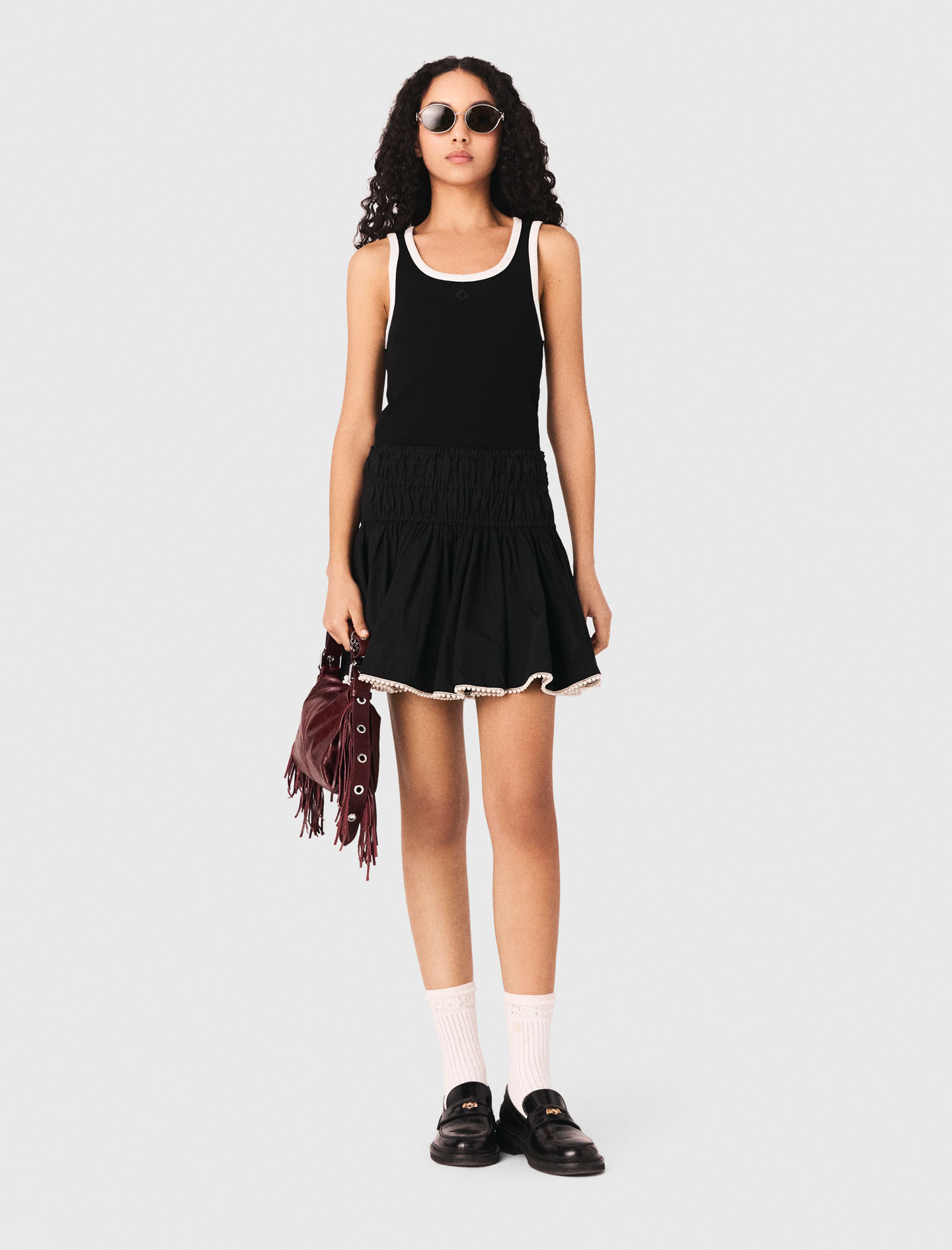 Maje Ribbed Vest Top In Black