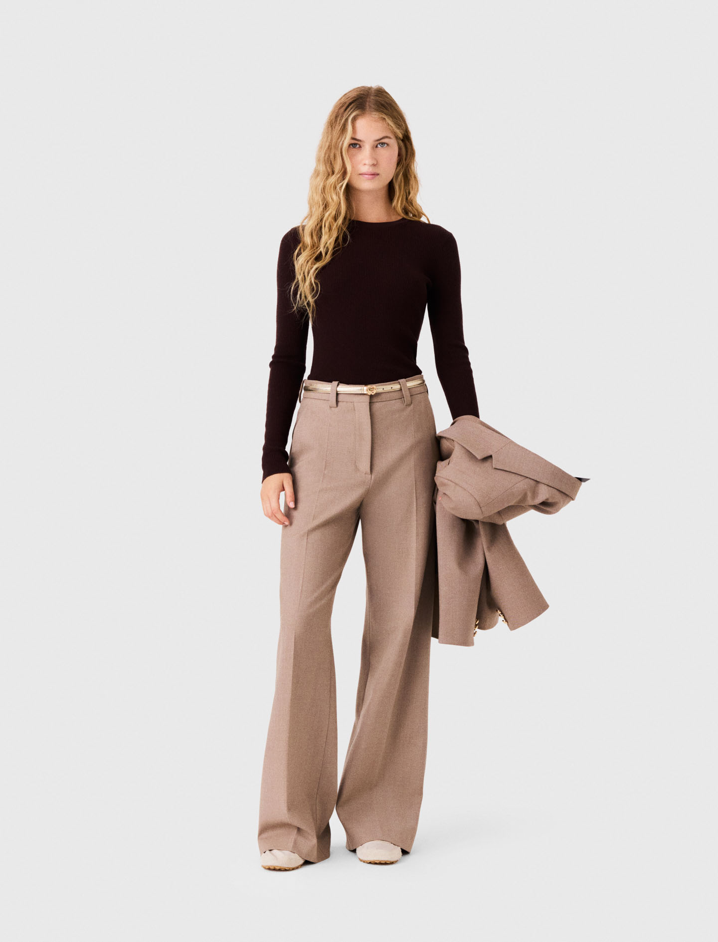 Suit Trousers - Beige - Size 6 - Maje